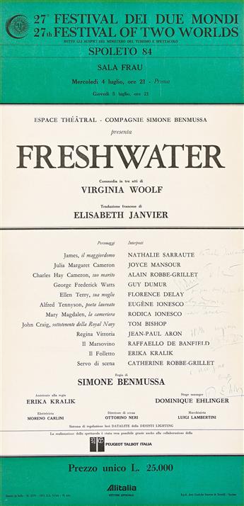 Woolf, Virginia (1882-1941) Freshwater, Broadside Signed by Writer/Performers, and Three Editions of the Play.